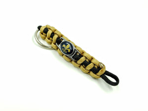 Black and Gold Fleur De Lis Paracord Bracelet, Keychain, or Necklace