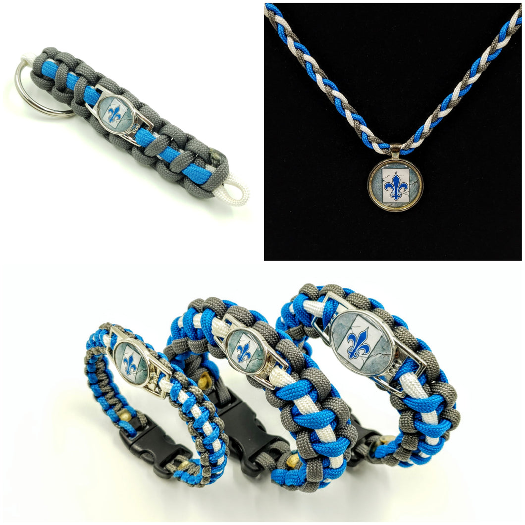 New Orleans Street Tile Fleur De Lis Paracord Bracelet, Keychain, or Necklace