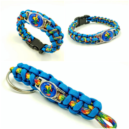 Autism Awareness Paracord Bracelet, Keychain, or Necklace