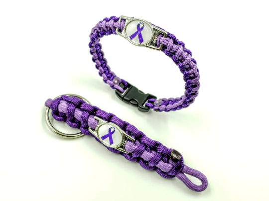 Alzheimer's Dementia Lupus Epilepsy Cystic Fibrosis Awareness Paracord Bracelet Keychain or Necklace