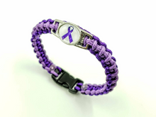 Load image into Gallery viewer, Alzheimer&#39;s Dementia Lupus Epilepsy Cystic Fibrosis Awareness Paracord Bracelet Keychain or Necklace