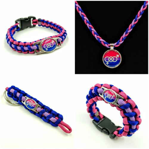 Bisexual Pride Flag inspired Bracelet, Keychain and or necklace