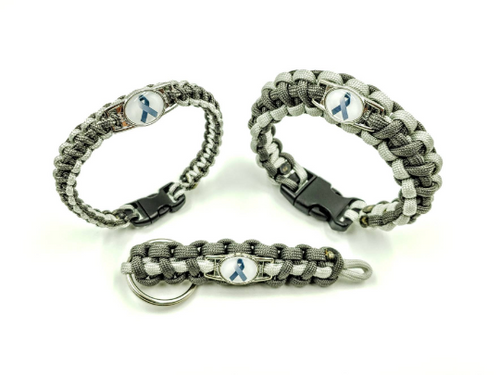 Brain Cancer Asthma Diabetes Awareness Grey Ribbon Bracelet Keychain or Necklace