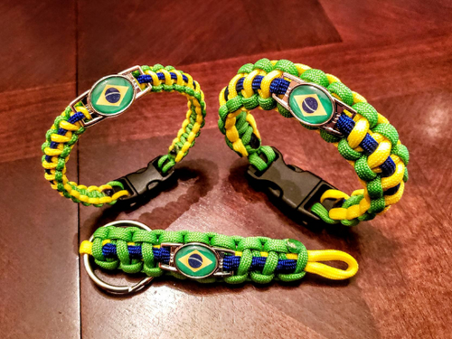 Brazil Flag Paracord Bracelet, Keychain, or Necklace