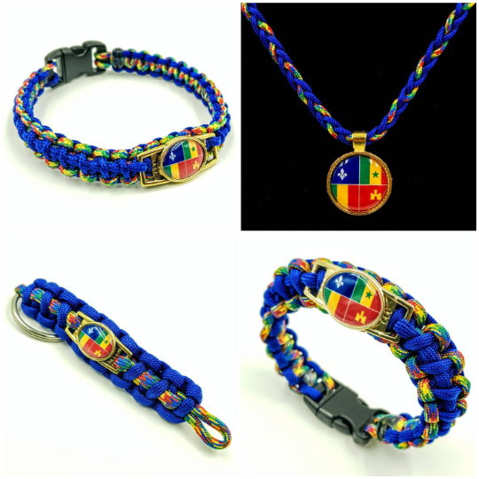 Louisiana Creole Flag Bracelet, Keychain or Necklace