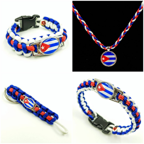 Cuba Flag Bracelet, Keychain or Necklace (Made in USA)