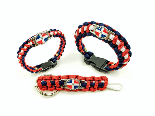 Dominican Republic Flag Paracord Bracelet, Keychain, or Necklace