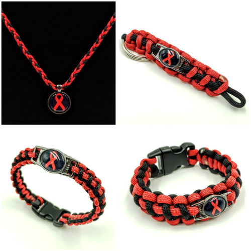 HIV AIDS Awareness Paracord Bracelet, Keychain, or Necklace