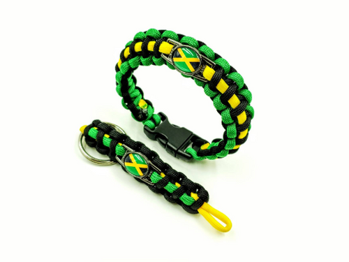 Jamaica Flag Paracord Bracelet, Keychain, or Necklace