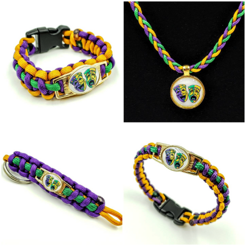 New Orleans Mardi Gras Themed Paracord Bracelet, Keychain, or Necklace