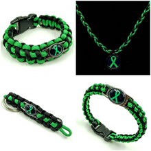 Load image into Gallery viewer, Mental Health Green Awareness Ribbon Bracelet Keychain or Necklace