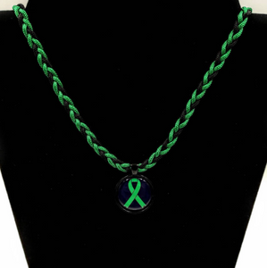 Mental Health Green Awareness Ribbon Bracelet Keychain or Necklace