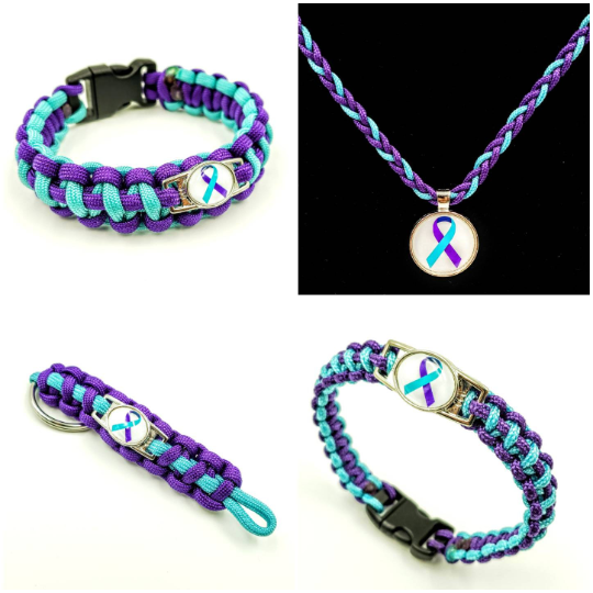 Suicide Prevention Awareness Paracord Bracelet, Keychain, or Necklace