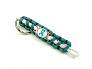 Teal Ribbon Sexual Assault Anxiety MST OCD Ovarian cancer Panic disorder PTSD Tourettes Awareness Paracord Bracelet, Keychain or Necklace