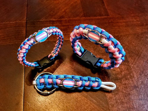 Trans Pride Flag Bracelet, Keychain or Necklace